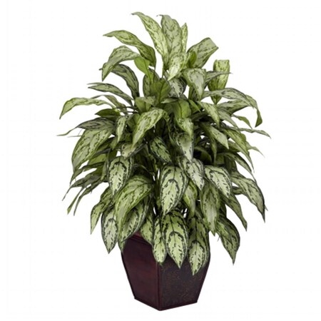 Nearly Natural Silver Queen with Decorative Planter Silk Plant 6693